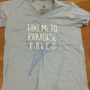 Disney Parks UP Take me to Paradise Falls V-Neck fitted T-Shirt size L